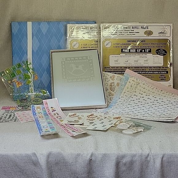 Hallmark Baby Boy Memory Book Craft Paper And Stickers - Picture 1 of 16